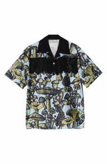 Ethereal Mushrooms Relaxed Lace Inset Camp Shirt