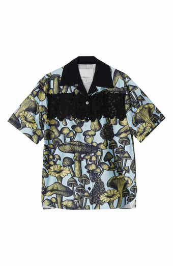 Ethereal Mushrooms Relaxed Lace Inset Camp Shirt