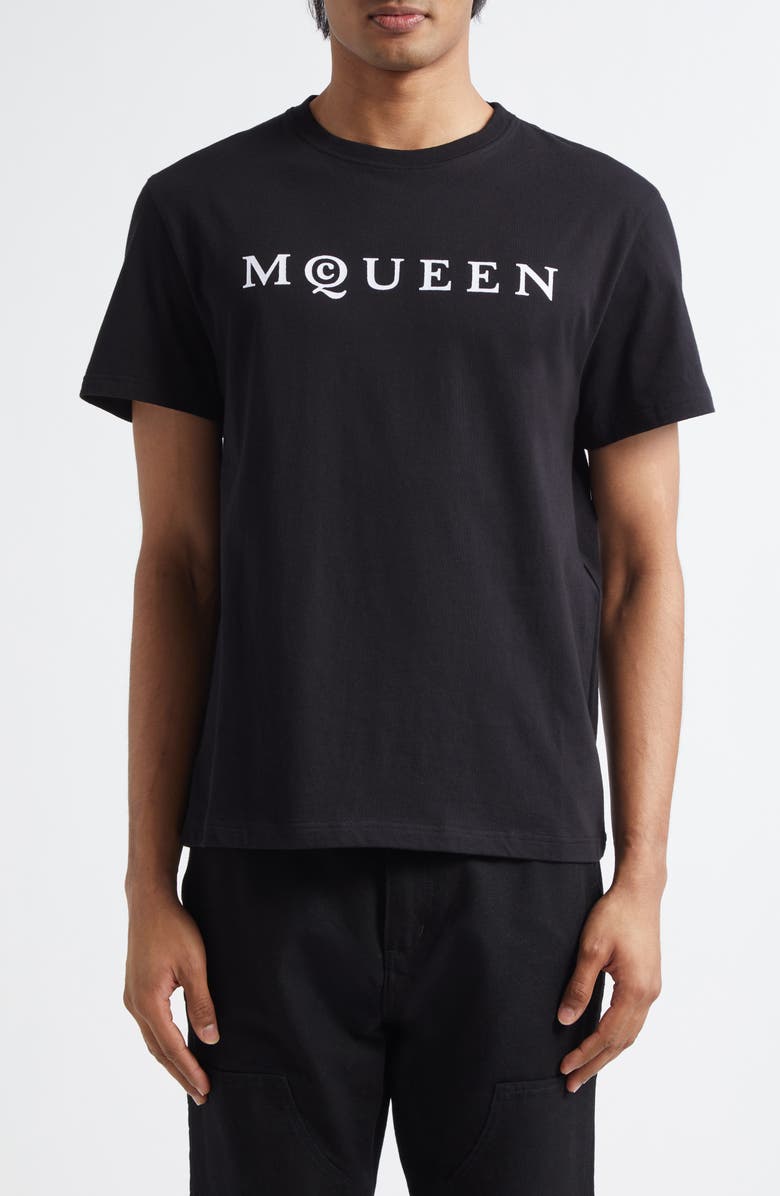 McQueen Logo Graphic T-Shirt, Main, color, Black/ White