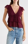 Madden Girl Flutter Sleeve Lace Babydoll Top