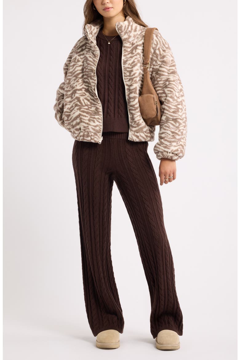 Cable Stitch Sweater, Alternate, color, BROWN COFFEE