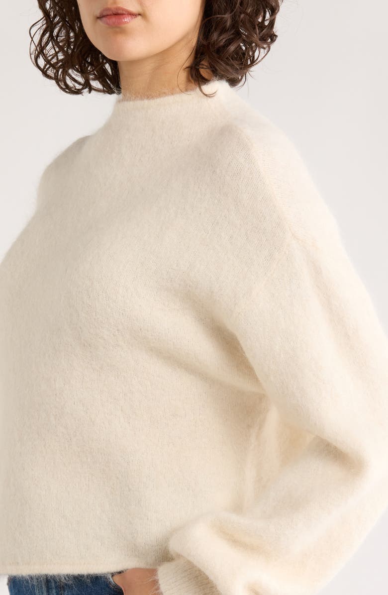 Marine Layer Suri Alpaca Blend Funnel Neck Sweater, Alternate, color, Cream
