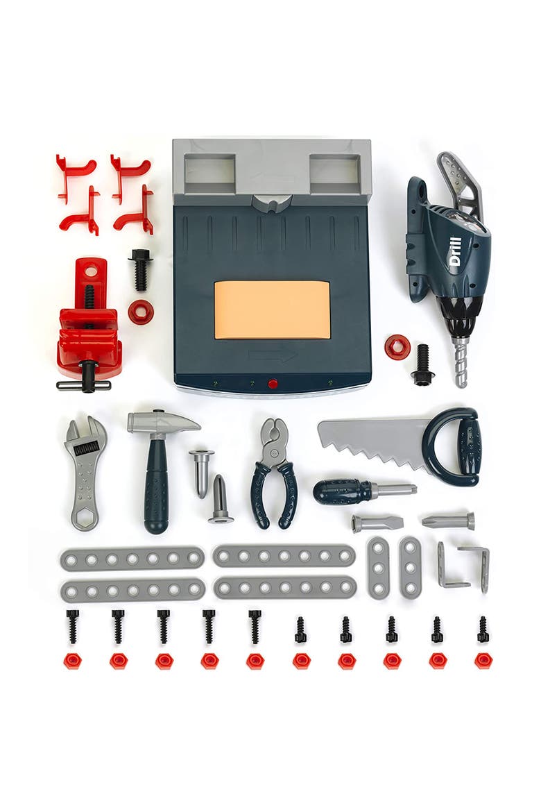 Adjustable Height Pretend Play Workbench 48 Pcs Tool Playset, Ages 3+, Alternate, color, Multicolored