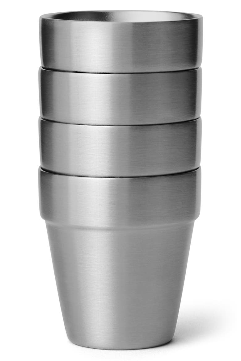 Rambler Set of 4 Shot Glasses & Case, Alternate, color, STAINLESS STEEL