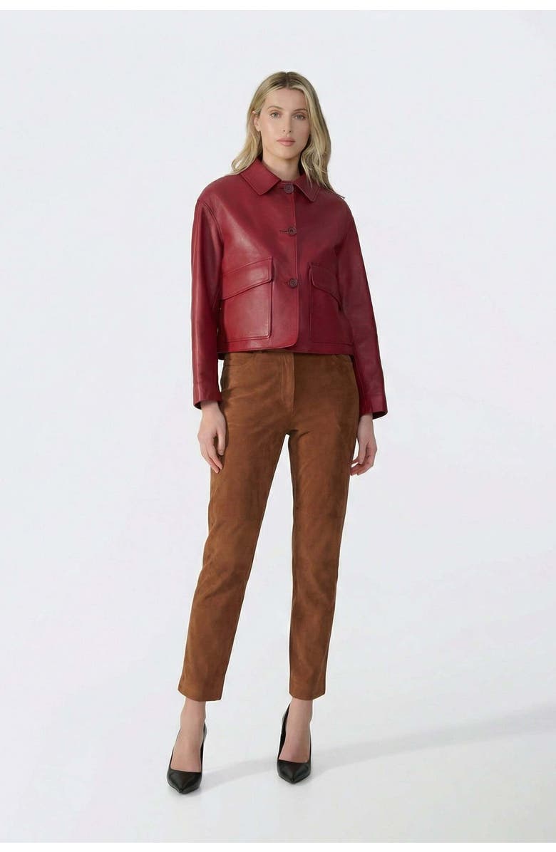 FURNIQ UK Suede Trousers, Alternate, color, Chestnut