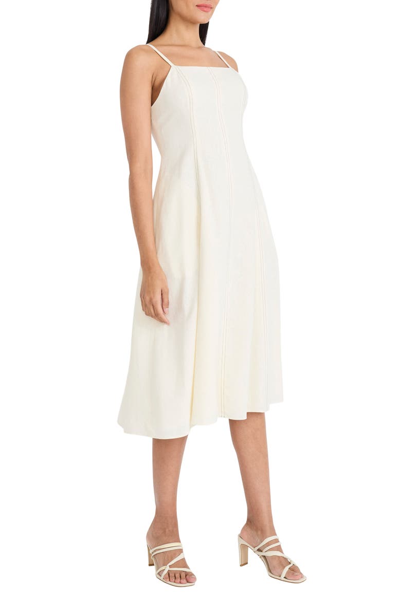 Seam Detail Fit & Flare Midi Dress, Alternate, color, WINTER WHITE