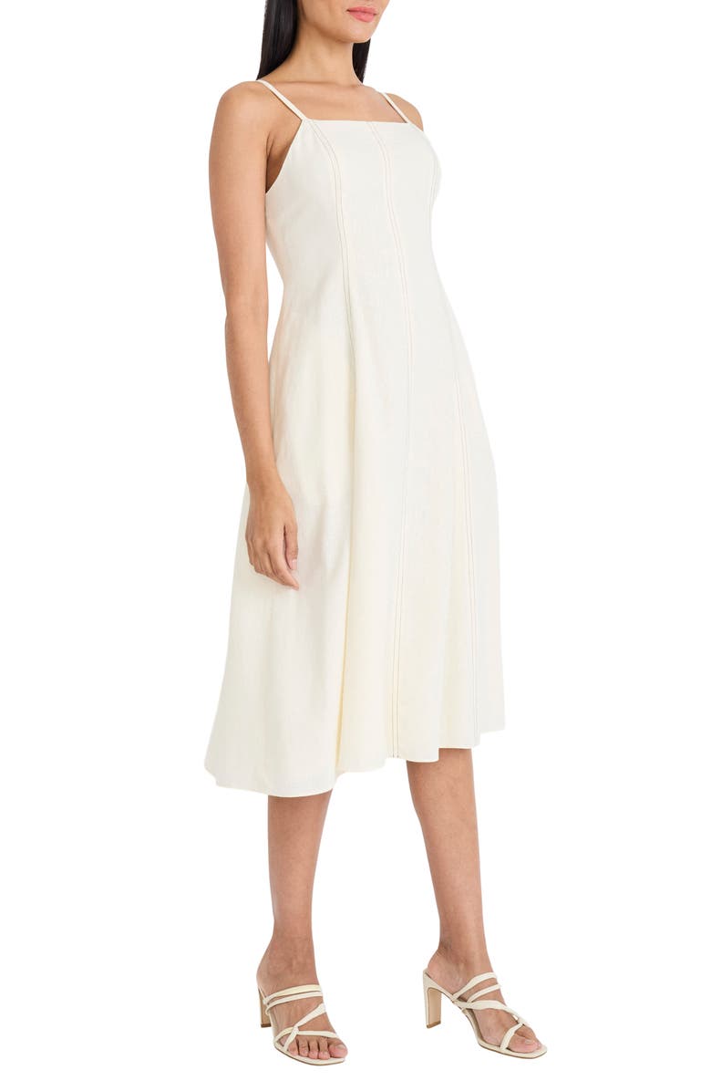 Maggy London Seam Detail Fit & Flare Midi Dress, Alternate, color, Winter White