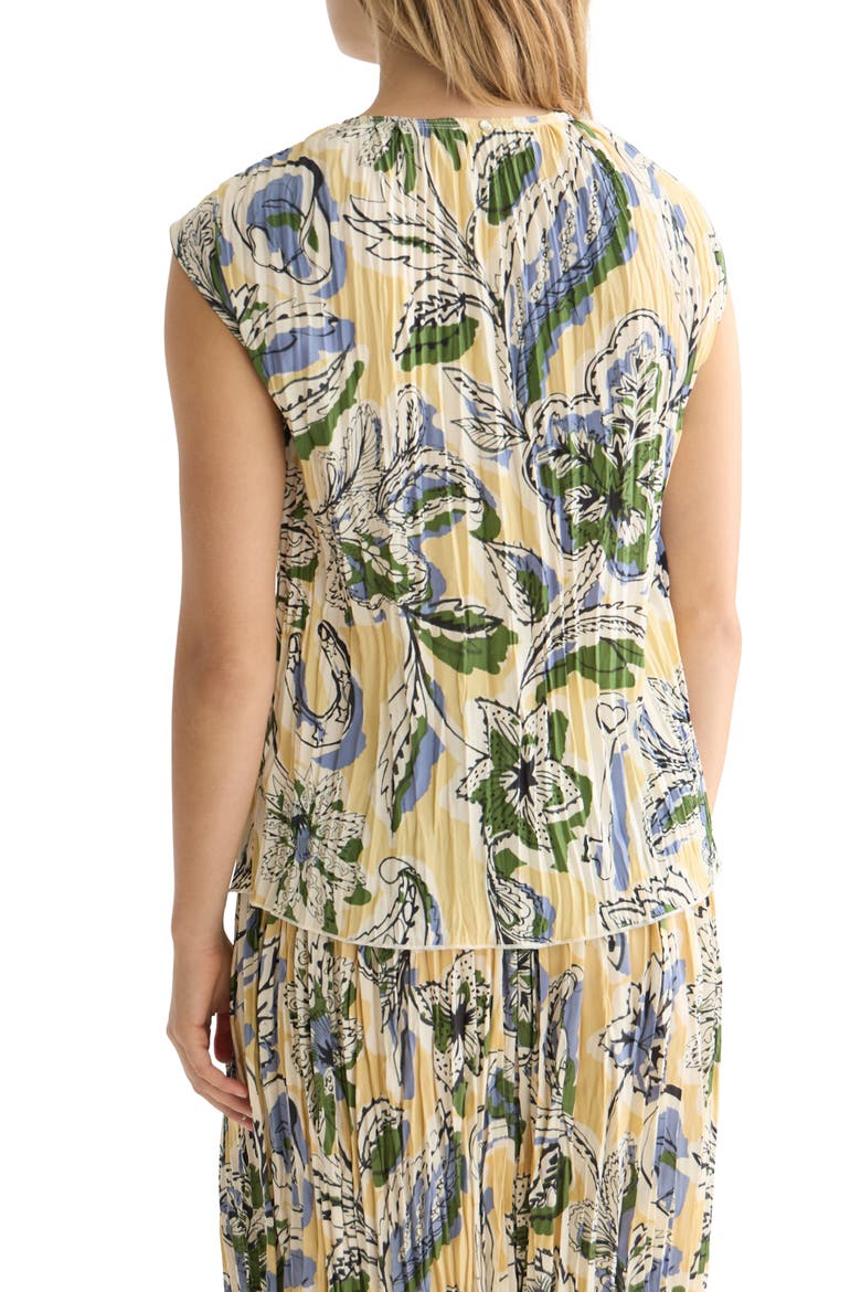 Micro Pleat Tie Front Top, Alternate, color, LUCKY BANDANA MULTI PARSNIP