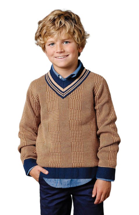 Boys' Organic Intarsia Cricket Sweater, Kids
