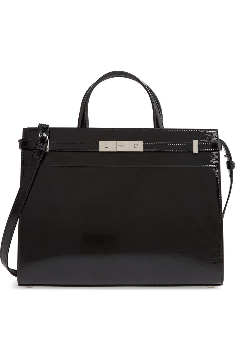 Saint Laurent Small Manhattan Calfskin Leather Satchel, Main, color,