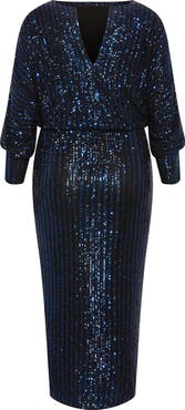 City Chic Galilea Sequin Long Sleeve Gown