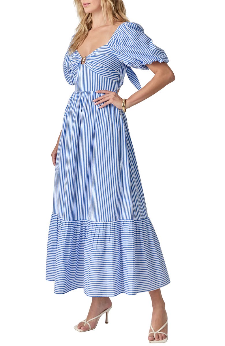 English Factory Starfish Stripe Puff Sleeve Maxi Dress, Alternate, color, White/ Blue