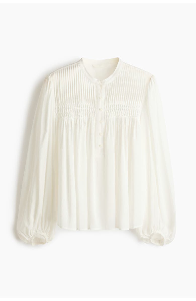 H&M Pintucked Blouse, Main, color, White