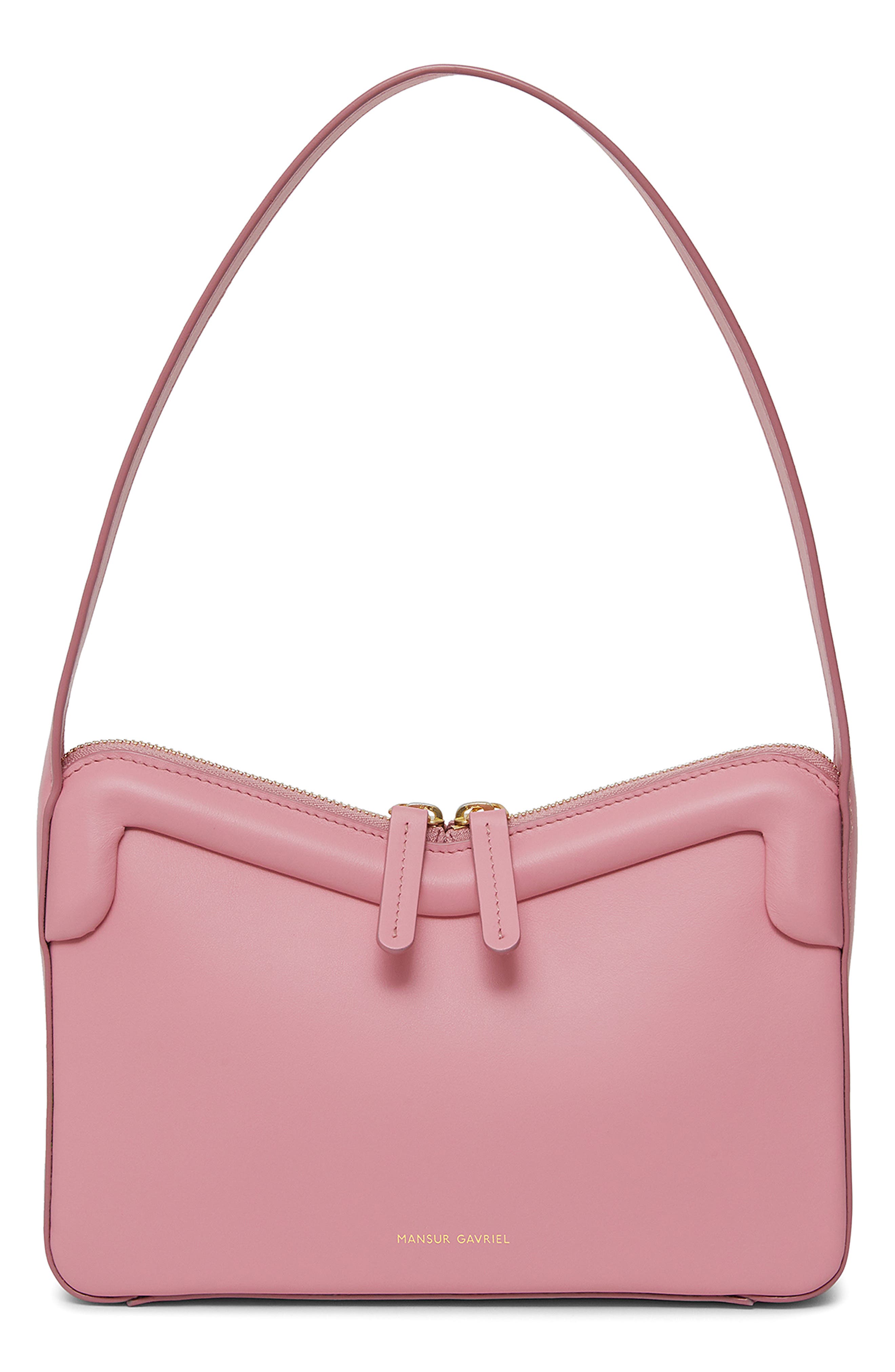 M Frame Leather Baguette Shoulder Bag, Main, color, FLAMINGO