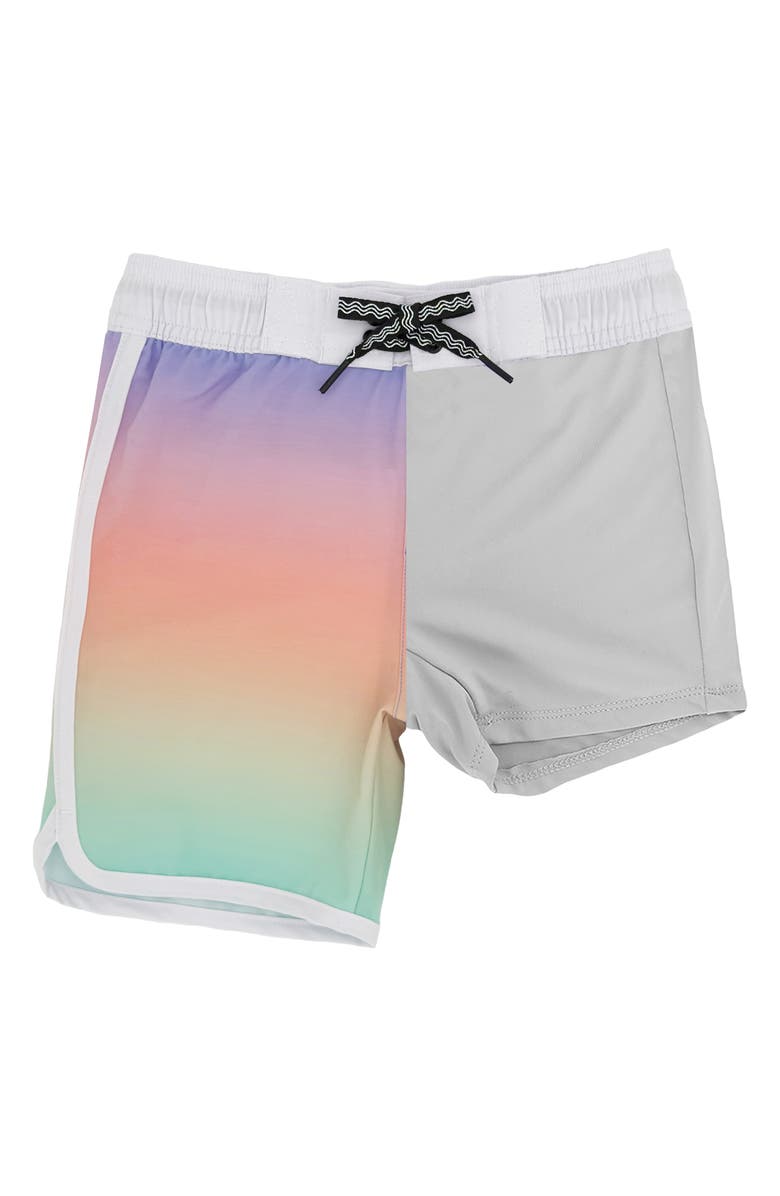 Feather 4 Arrow Kids' Scallop Board Shorts, Alternate, color, Coral Multi