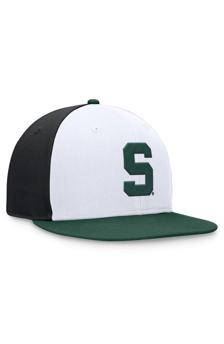 TOP OF THE WORLD Men's Top of the World White/Green Michigan State Spartans Tri-Tone Heritage Collector Fitted Hat, Alternate, color, White