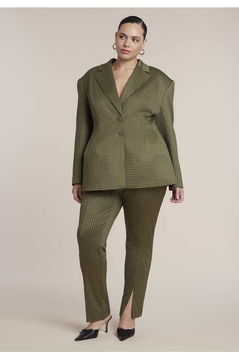 Houndstooth Hourglass Blazer (Plus), Alternate, color, GREEN CHECK