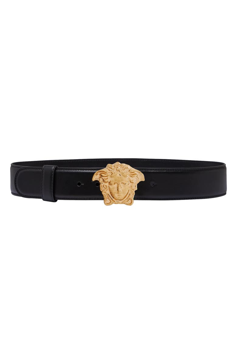 Versace Palazzo Medusa Buckle Leather Belt, Main, color, 