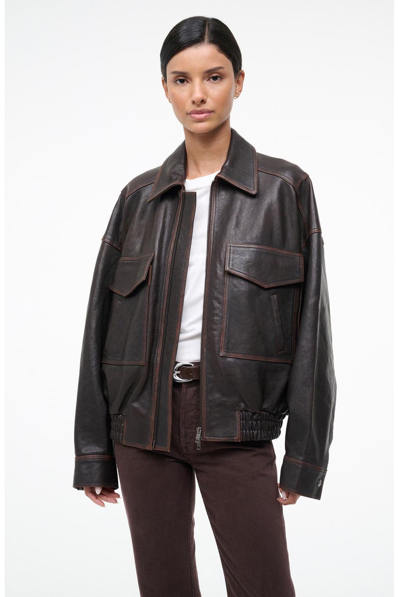 Eugene Leather Jacket, Alternate, color, DISTRESSED BROWN