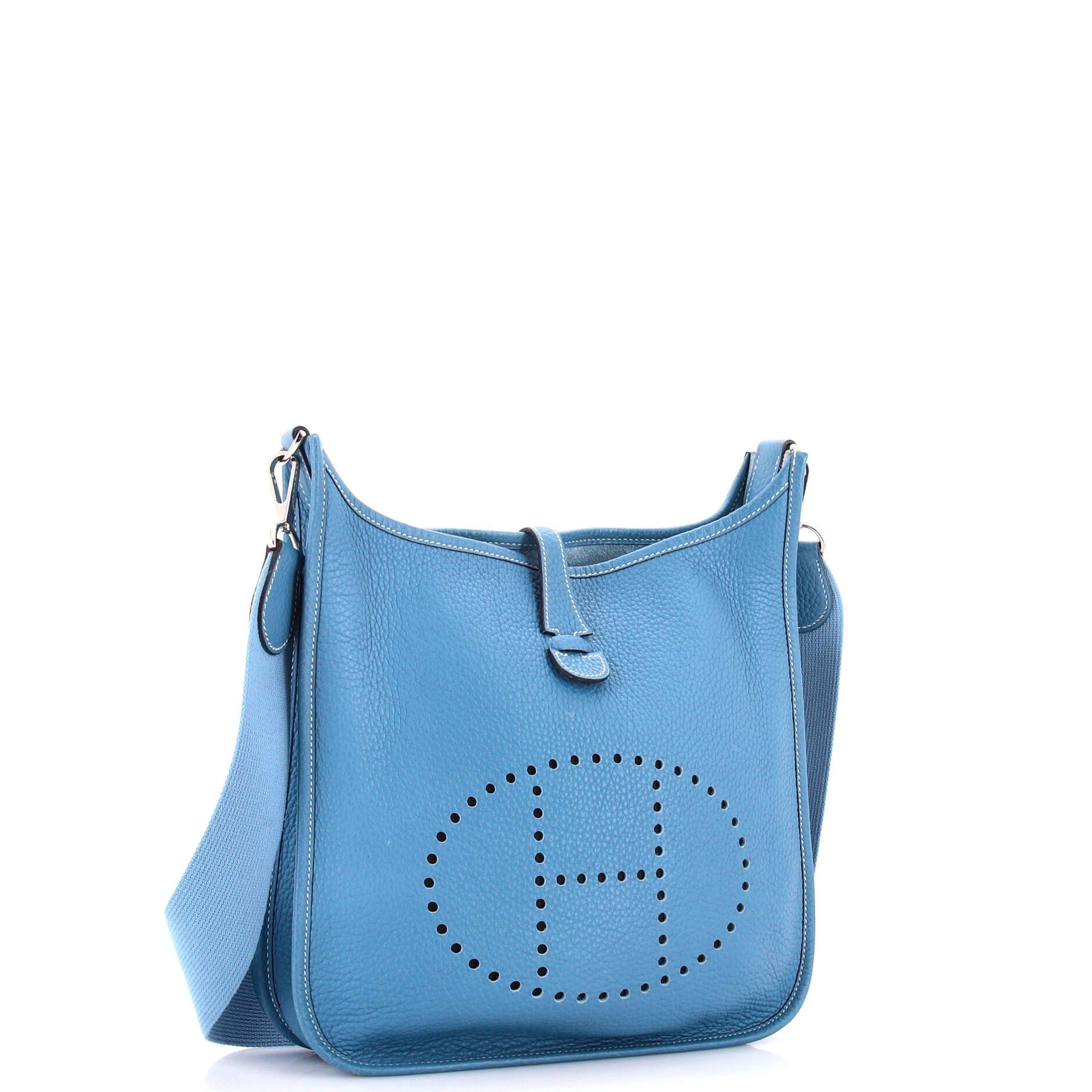 Pre-Owned Hermes Evelyne Bag Gen II Clemence PM, Alternate, color, Bleu Jean