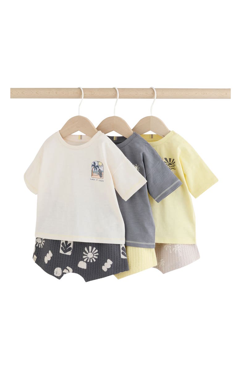 NEXT Cotton T-Shirts & Shorts Assorted 6-Pack, Main, color, Grey