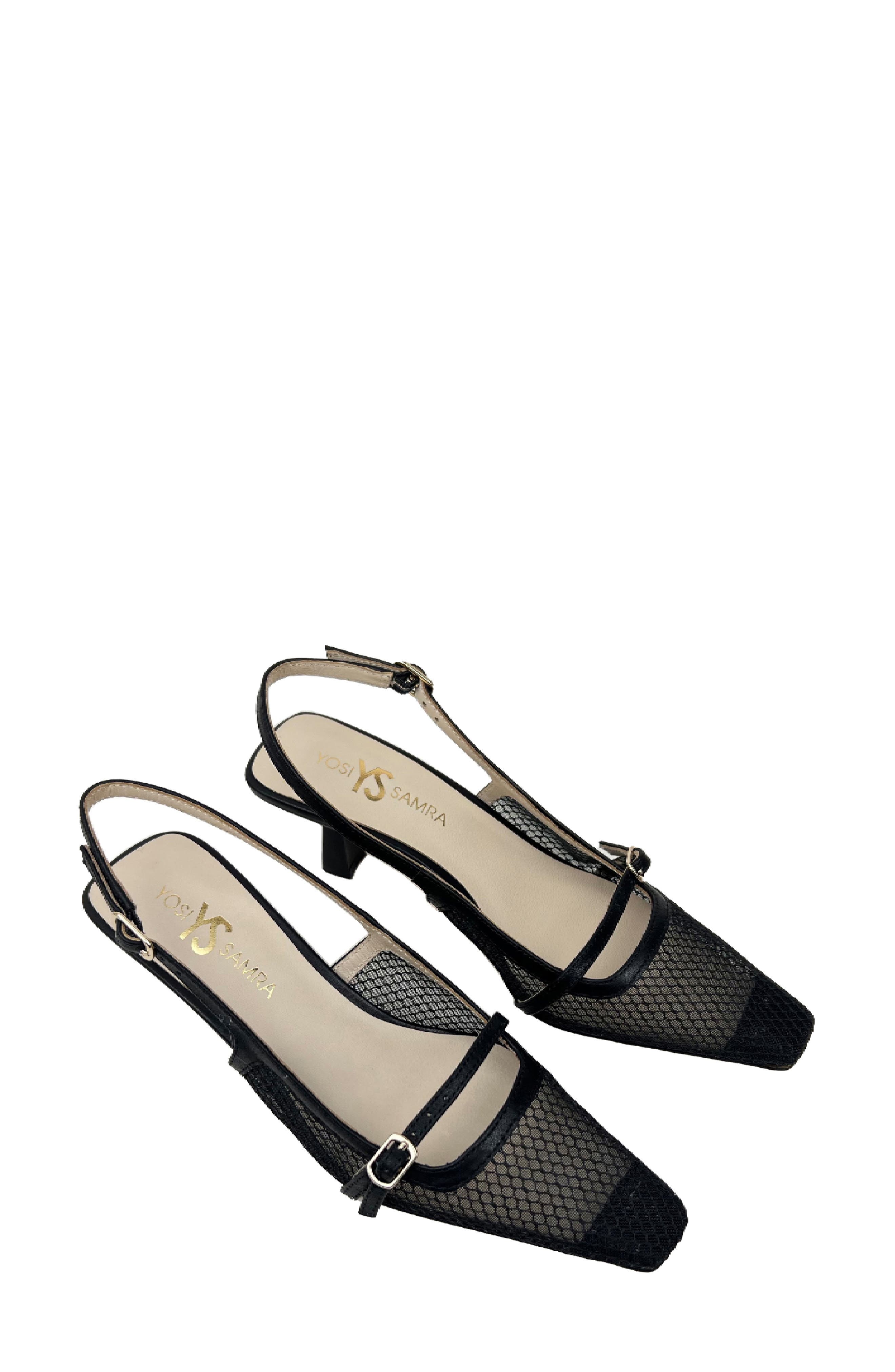 Yosi Samra Kate Slingback Pump in Black Mesh 