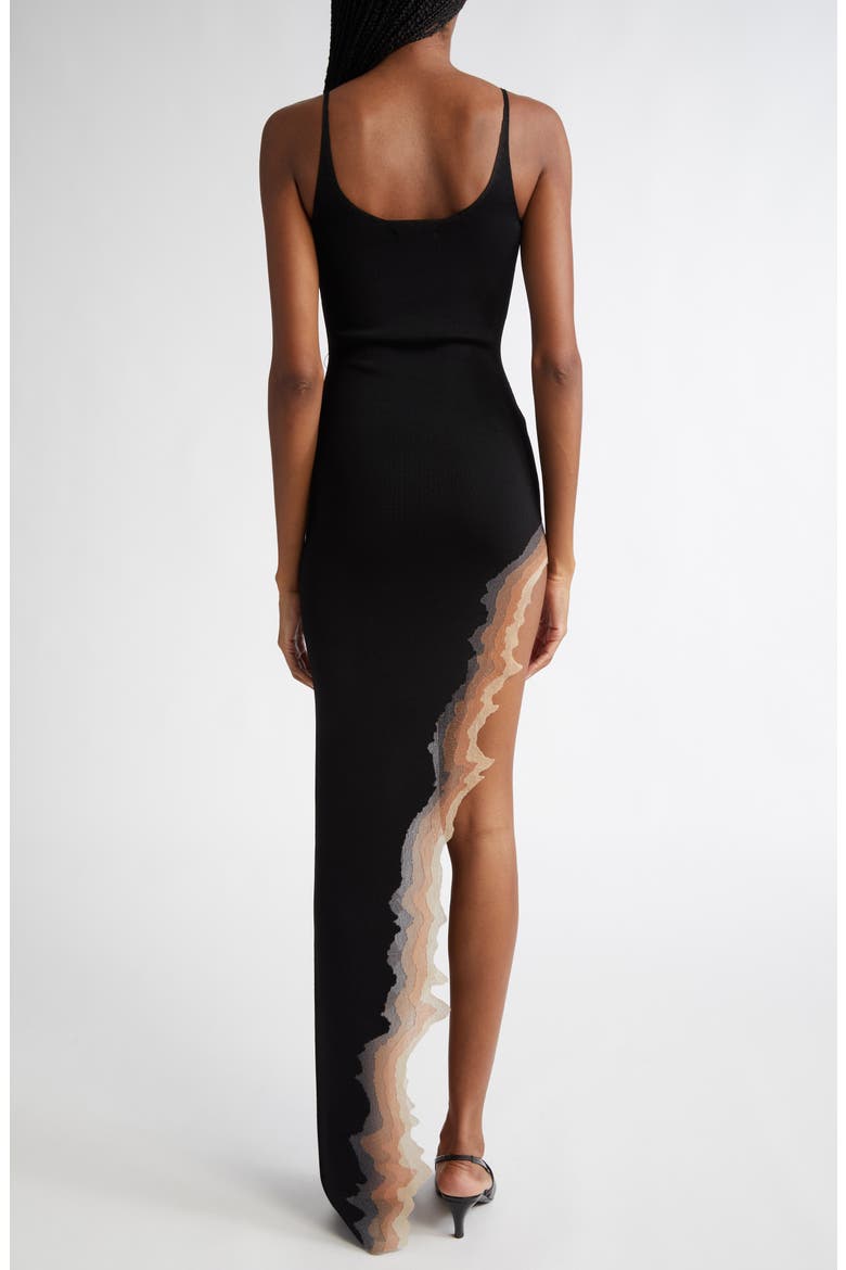Flame Asymmetric Maxi Camisole Dress, Alternate, color, BLACK FLAME