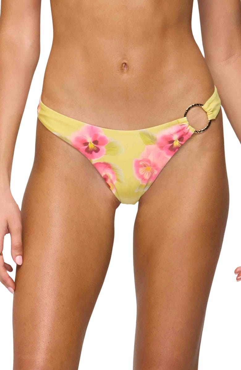 EDIKTED Miley Floral O-Ring Bikini Bottoms, Main, color, Yellow