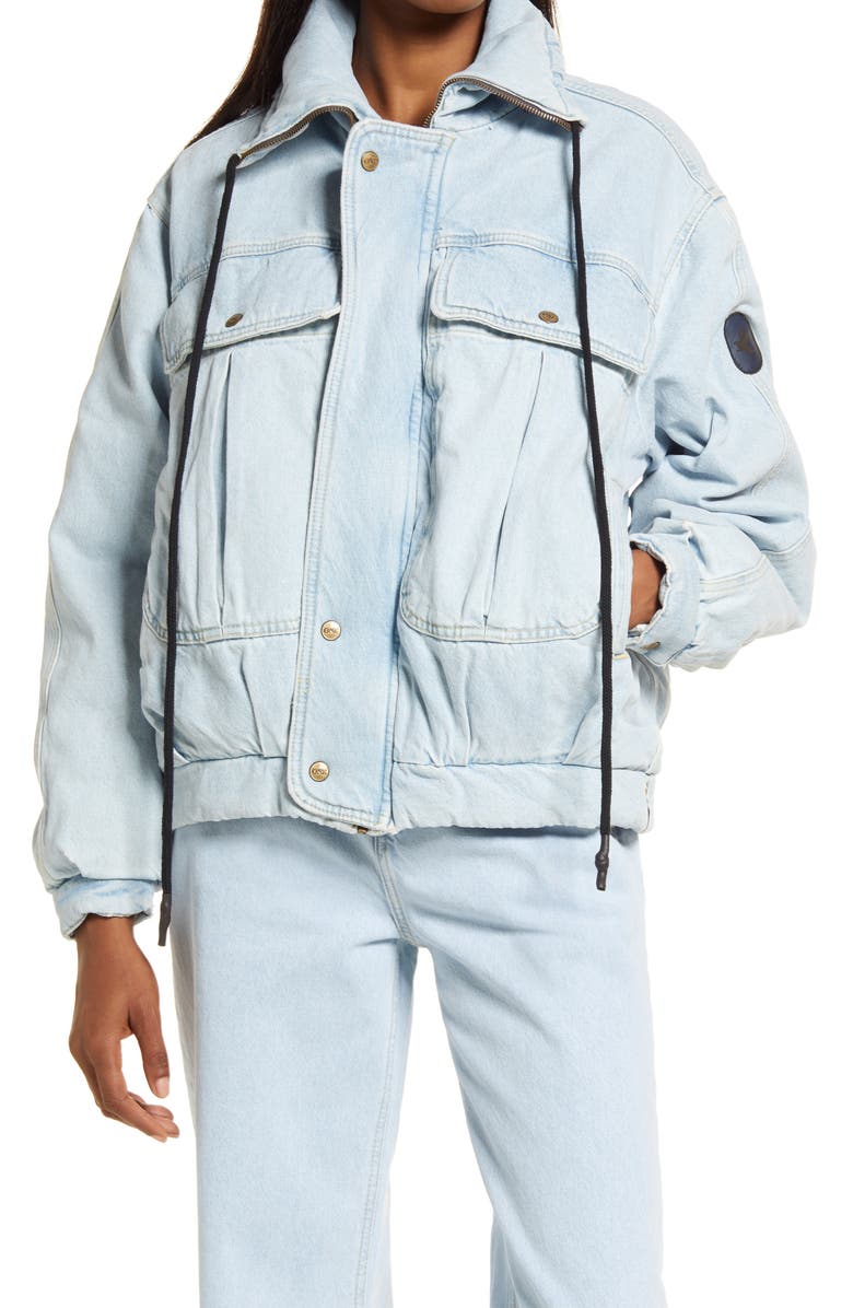 One Teaspoon Women's Best Blue Denim Puffer Jacket, Alternate, color, 