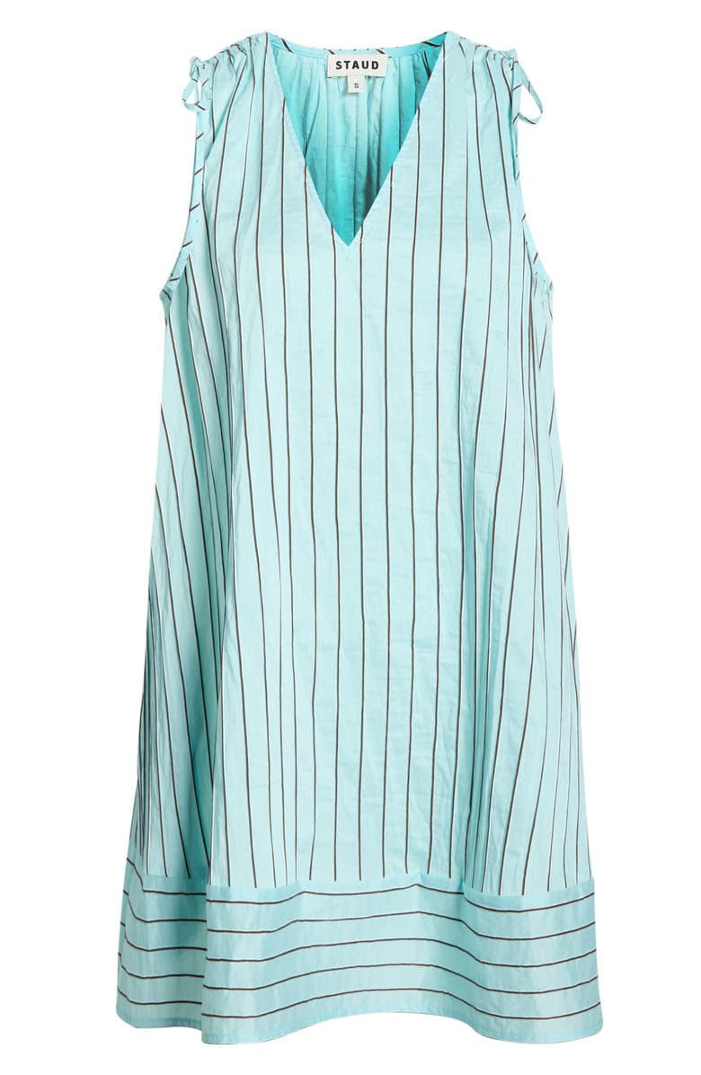STAUD Elena Mixed Stripe Cotton Blend Shift Dress, Alternate, color, Pool Stripe