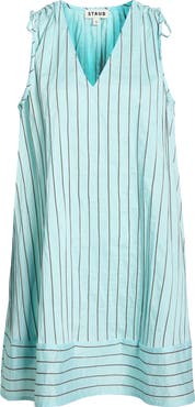 STAUD Elena Mixed Stripe Cotton Blend Shift Dress