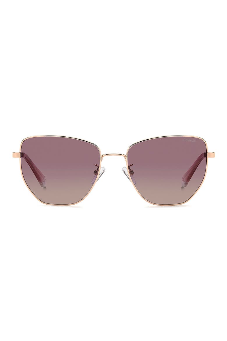 56mm Polarized Gradient Square Sunglasses, Main, color, GOLD/ BURGUNDY