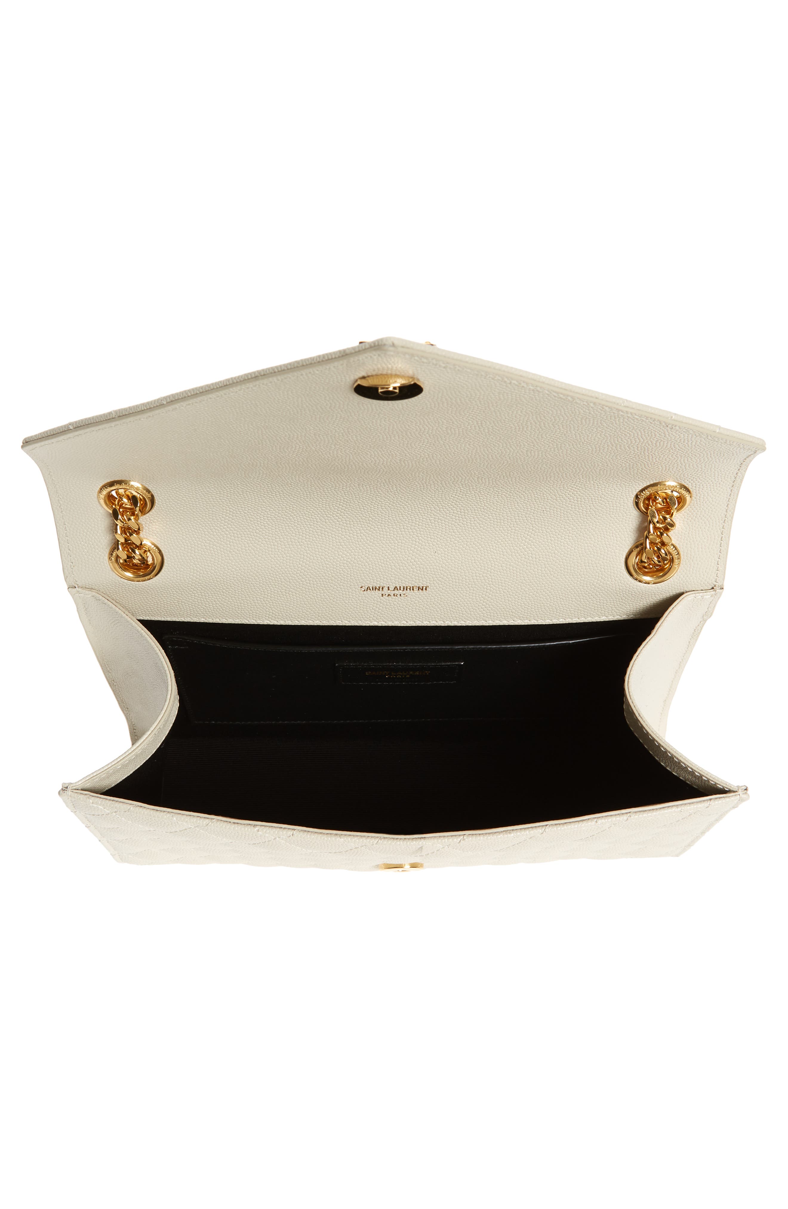 Saint Laurent Medium Cassandra Quilted Leather Envelope Bag, Alternate, color, Ivory