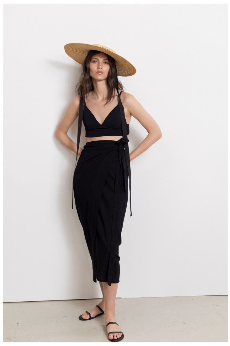 RESORT POLA WRAP SWIM COVER UP SKIRT, Main, color, Black