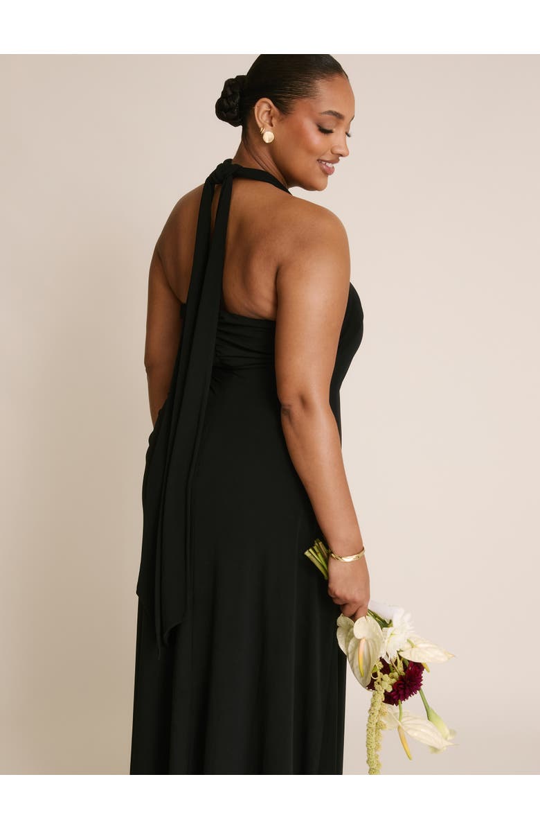 Six Stories Halter Neck Stretch Bridesmaid Dress, Alternate, color, Black
