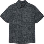 John Varvatos Malon Mélange Short Sleeve Cotton Seersucker Button-Up Shirt