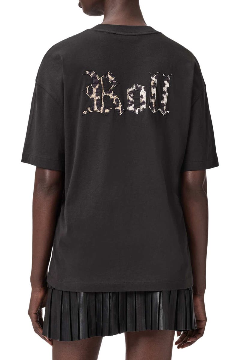 AllSaints Rock Etta Cotton T-Shirt, Alternate, color, Washed Black