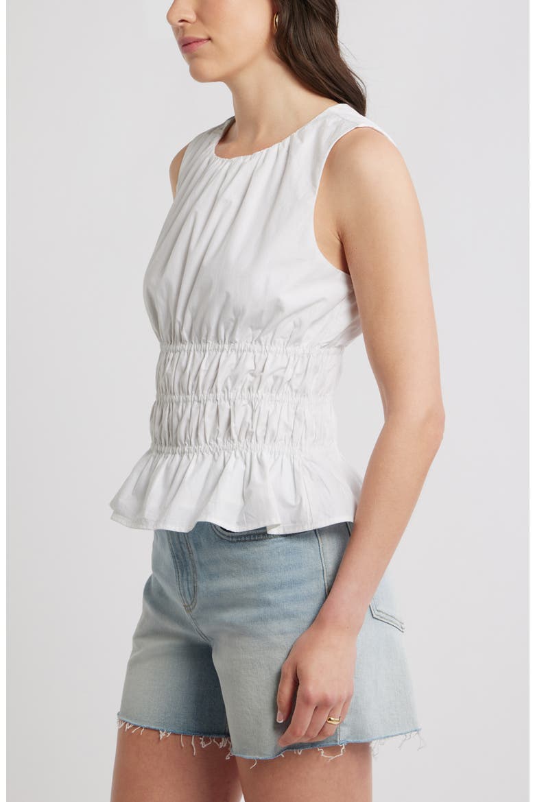 Cotton Poplin Peplum Top, Alternate, color, WHITE