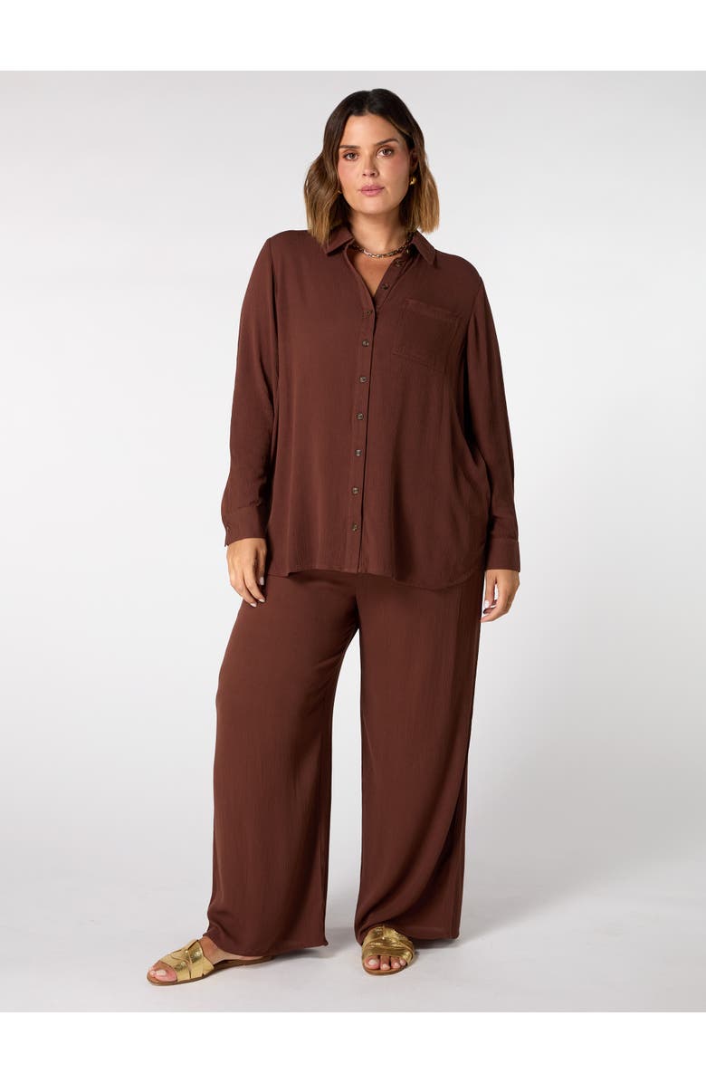 Live Unlimited Crinkle Shirt, Main, color, Chocolate