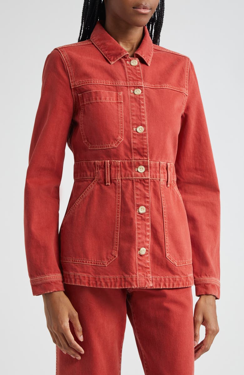 Veronica Beard Anzu Topstitch Detail Cotton Jacket, Alternate, color, 