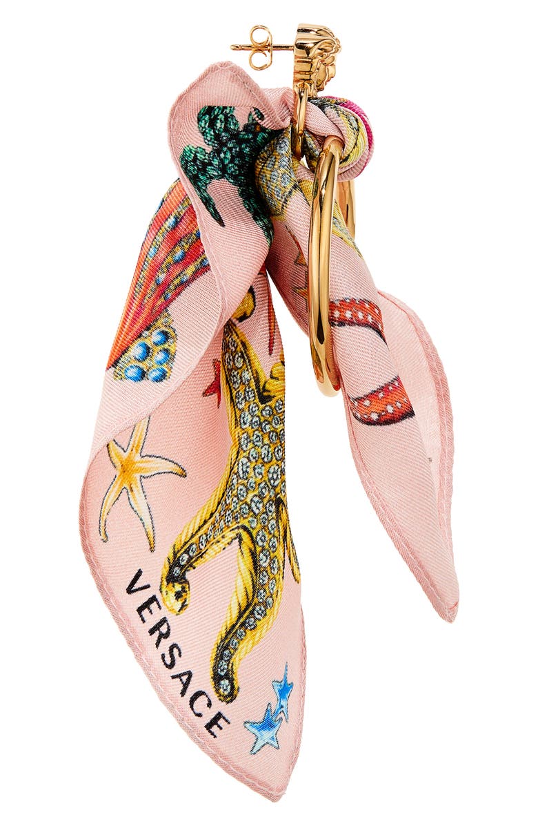 Versace Trésor de la Mer Scarf Medusa Drop Earrings, Alternate, color,