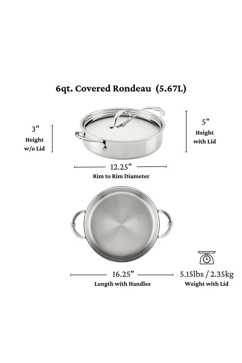 ProBond® Luxe Professional Clad Stainless Steel 6-Quart Rondeau Pan with Lid, Alternate, color, NO COLOR