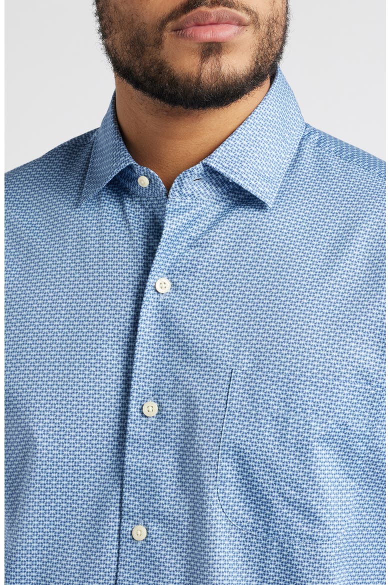 Graham Microprint Short Sleeve Cotton Button-Up Shirt, Alternate, color, BLUE FREESIA