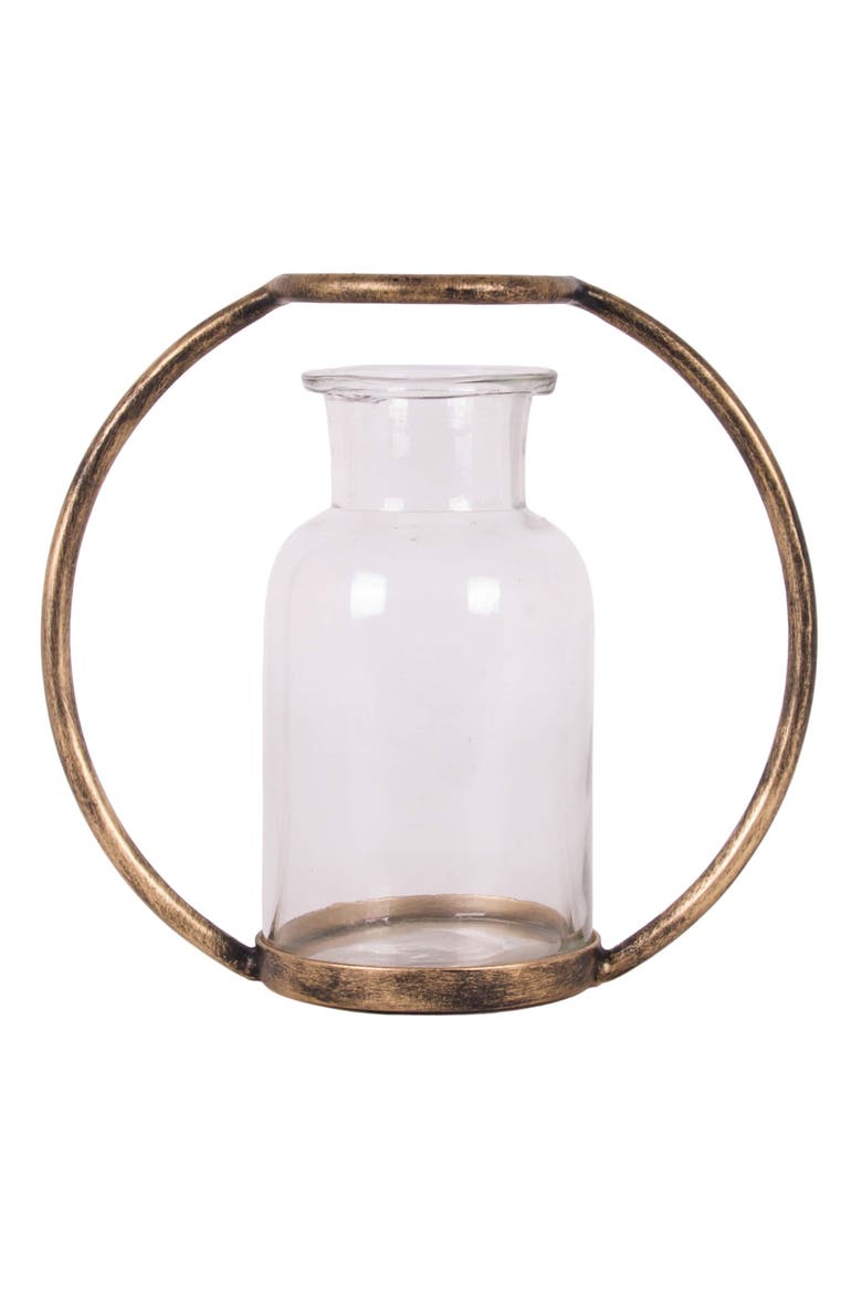 Kacela Bud with Holder Brass Vase, Main, color, Gold