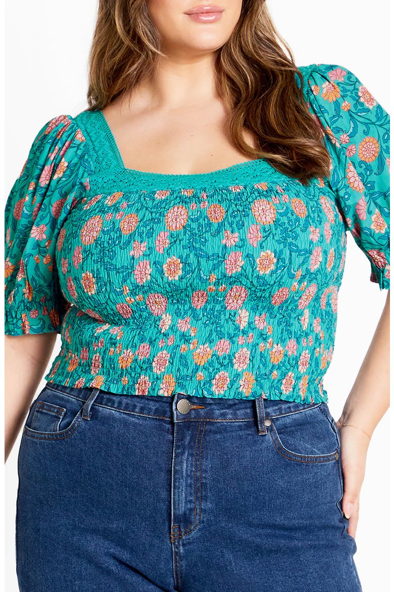 Aurora Puff Sleeve Top, Main, color, TURQUOISE