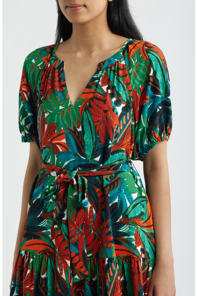 Botanical Print A-Line Dress, Alternate, color, GREEN MULTI