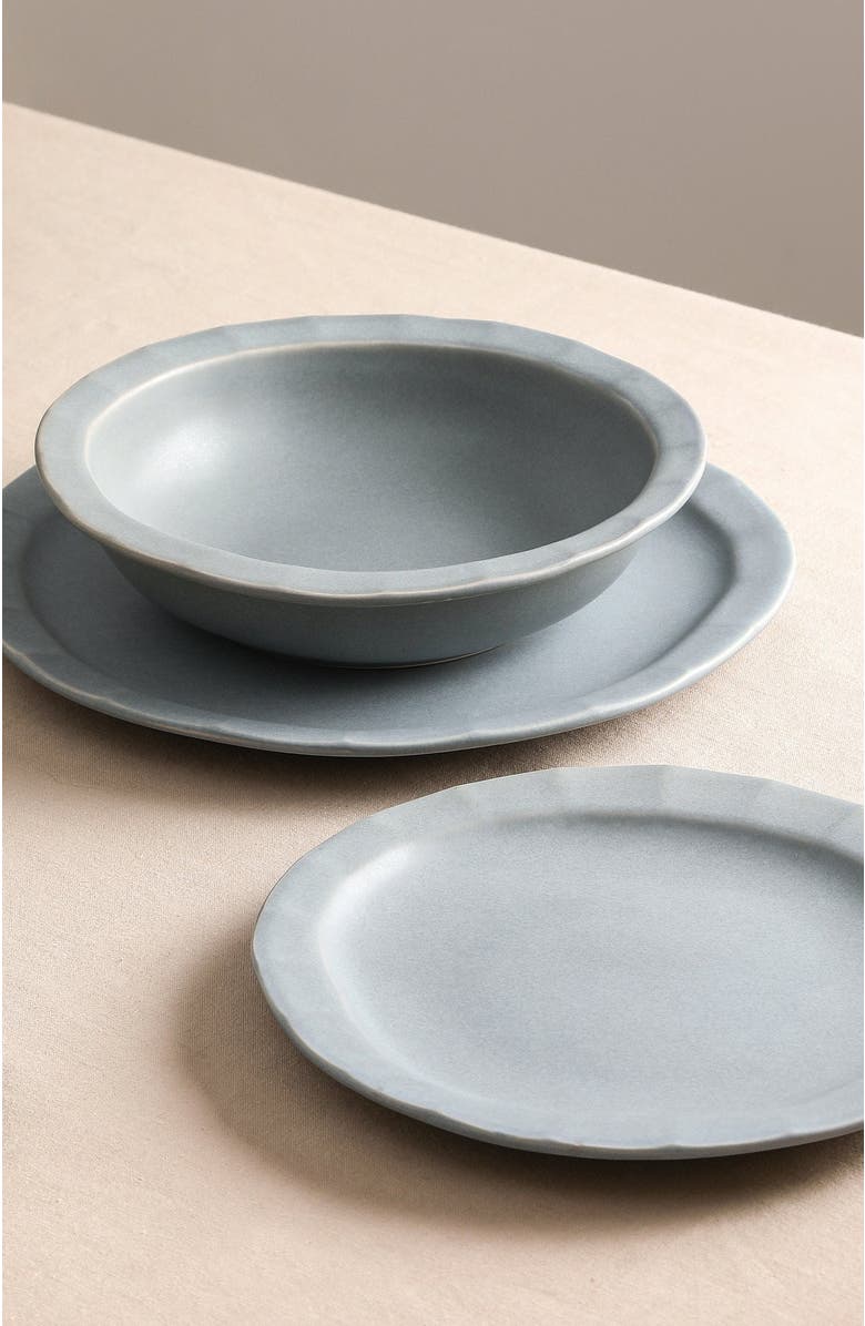 Stone Lain Oasis Stoneware 4-Piece Dinner Plate Set, Alternate, color, Grey Blue