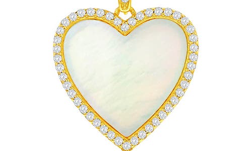 Simona Mother-of-pearl & Cubic Zirconia Heart Pendant Necklace In Gold