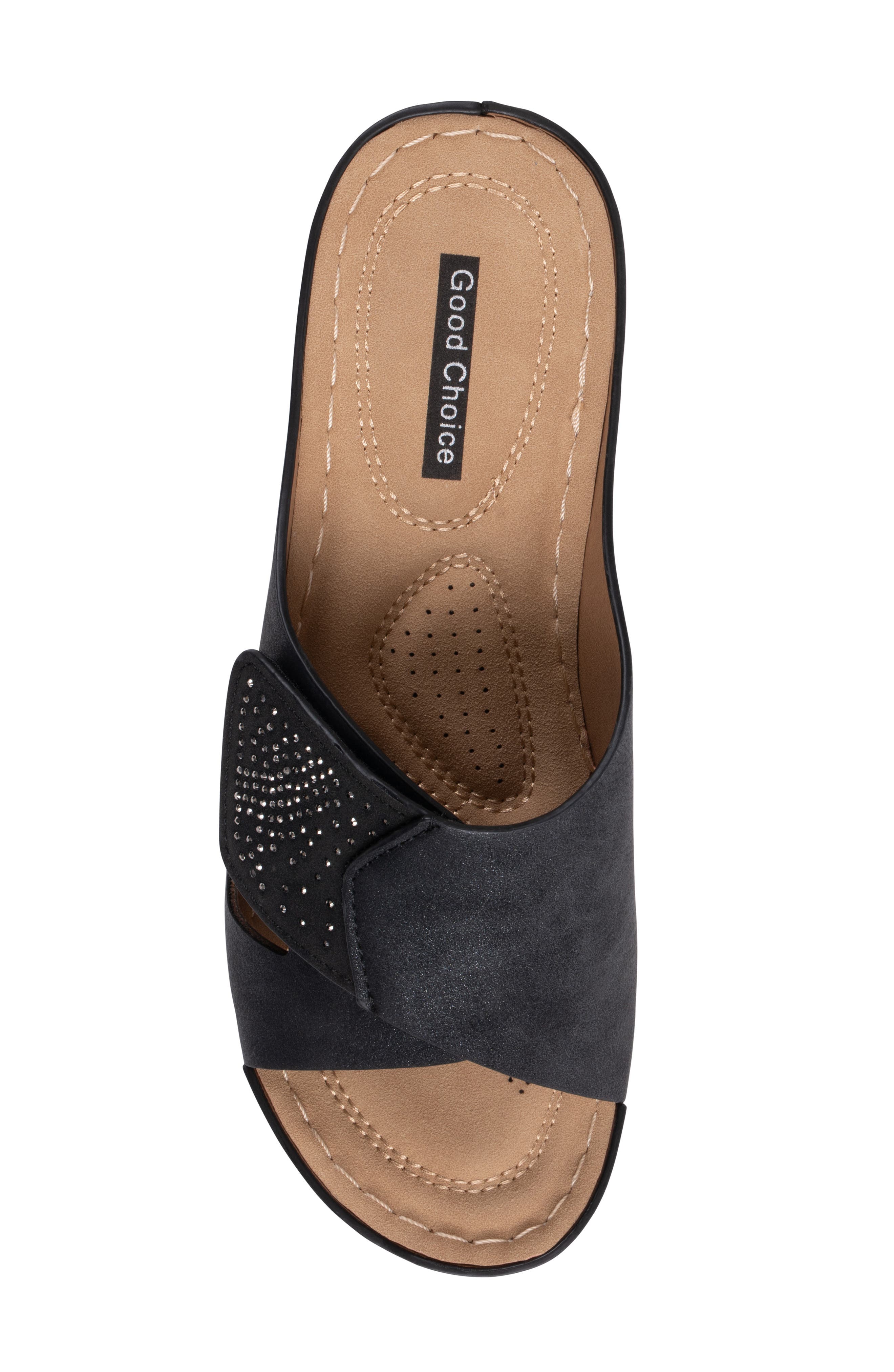 GOOD CHOICE NEW YORK Savina Wedge Slide Sandal, Alternate, color, Black