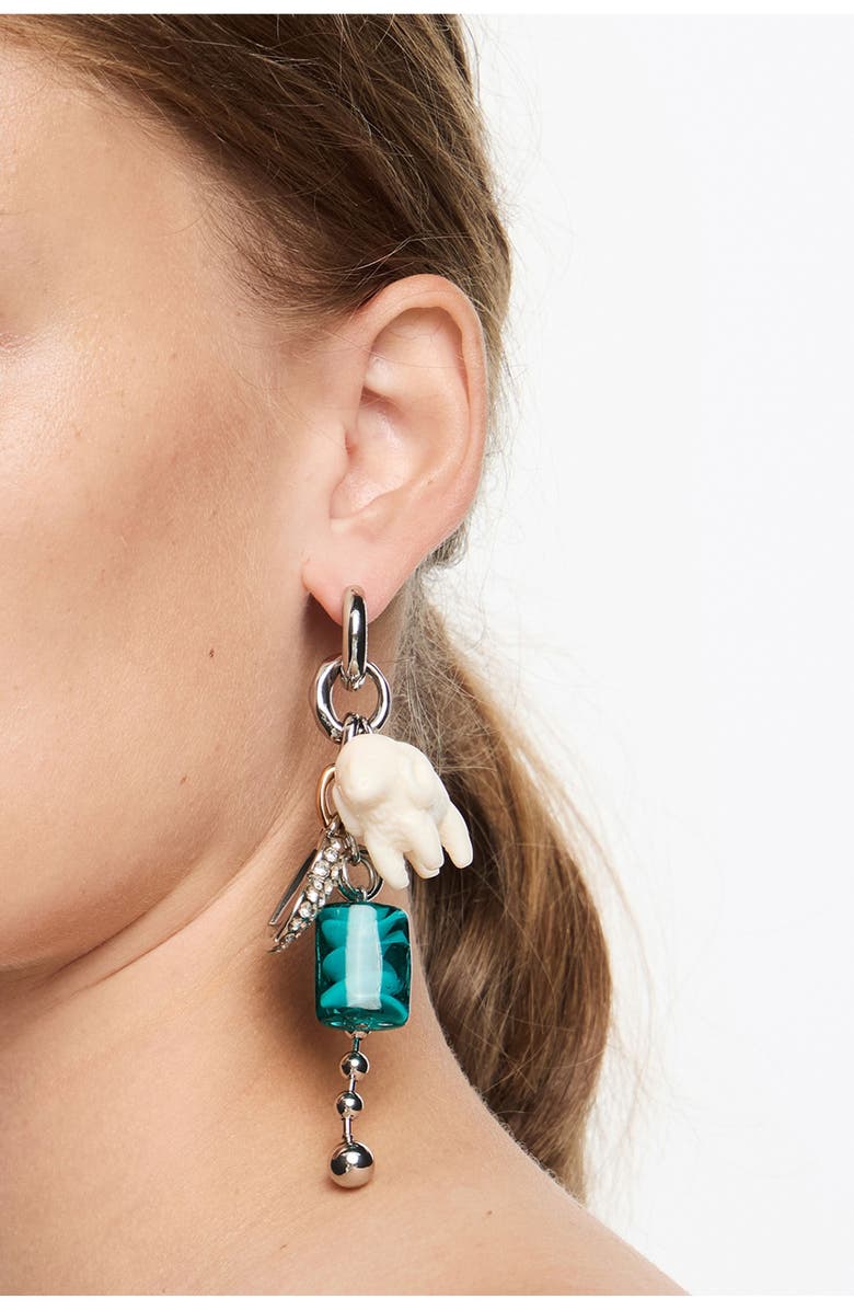 Bimba y Lola Multi-Charm Hoop Earring, Alternate, color, Dark Silver